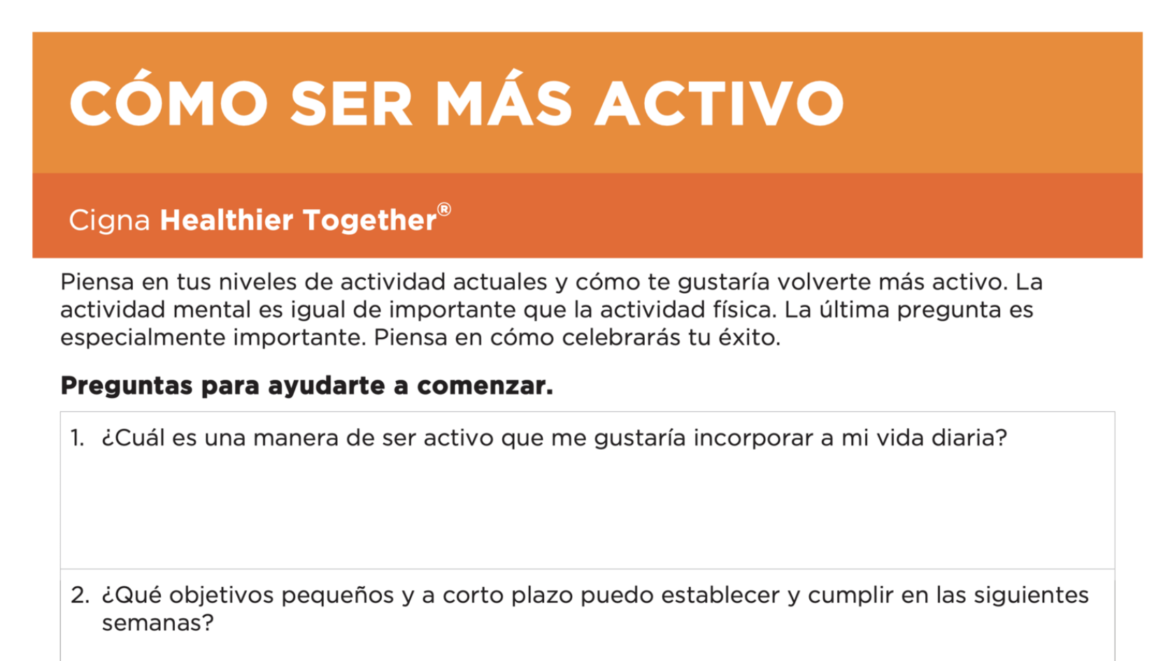 Folleto sobre cómo mantenerte activo